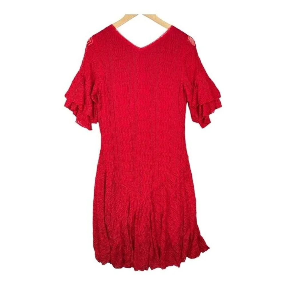Rabbit Rabbit Rabbit Design Women's Short Sleeve Lace Fit‎ + Flare Dress Sz 12